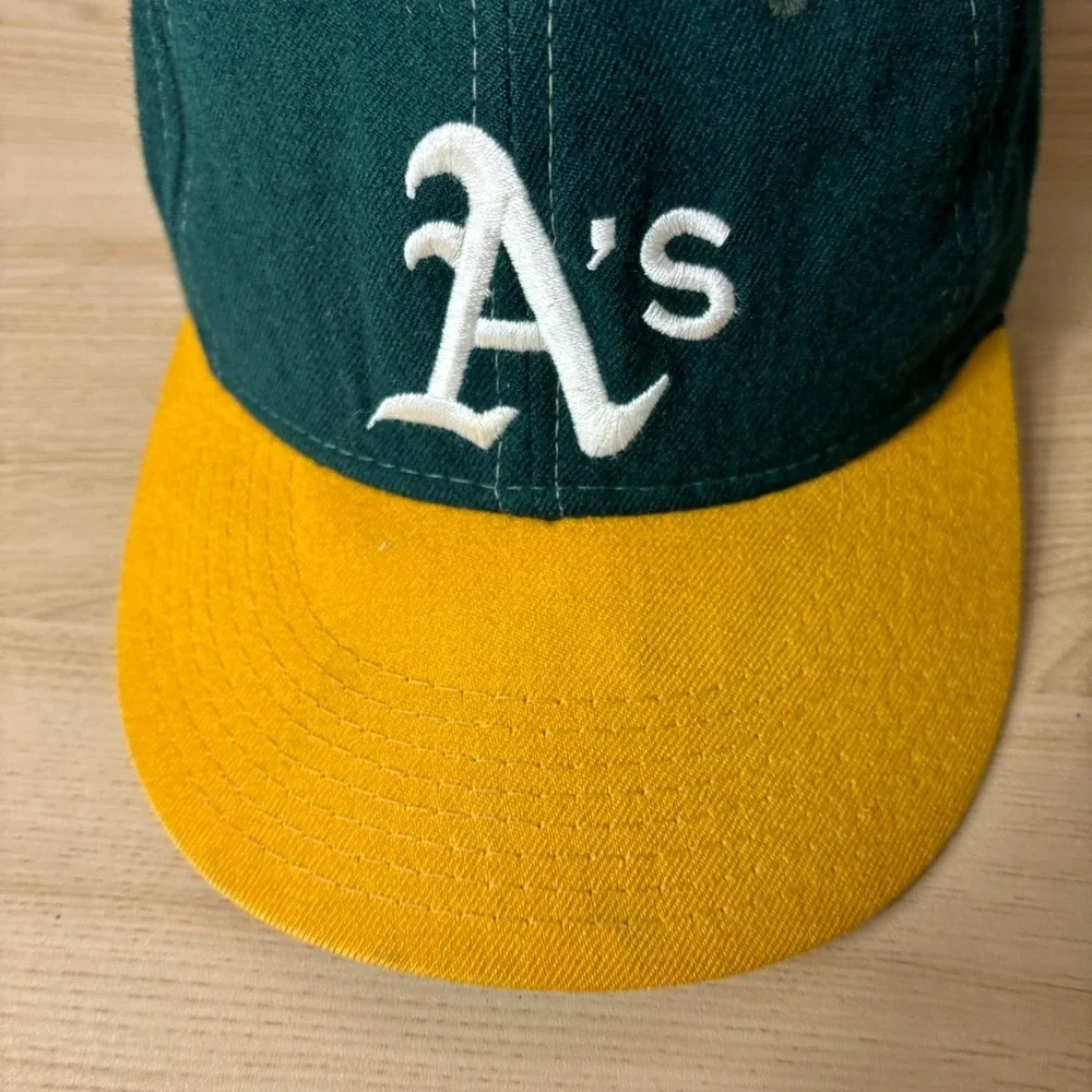 Vintage Oakland Athletics Hat Cap Fitted 7 Green Wool New Era USA Made